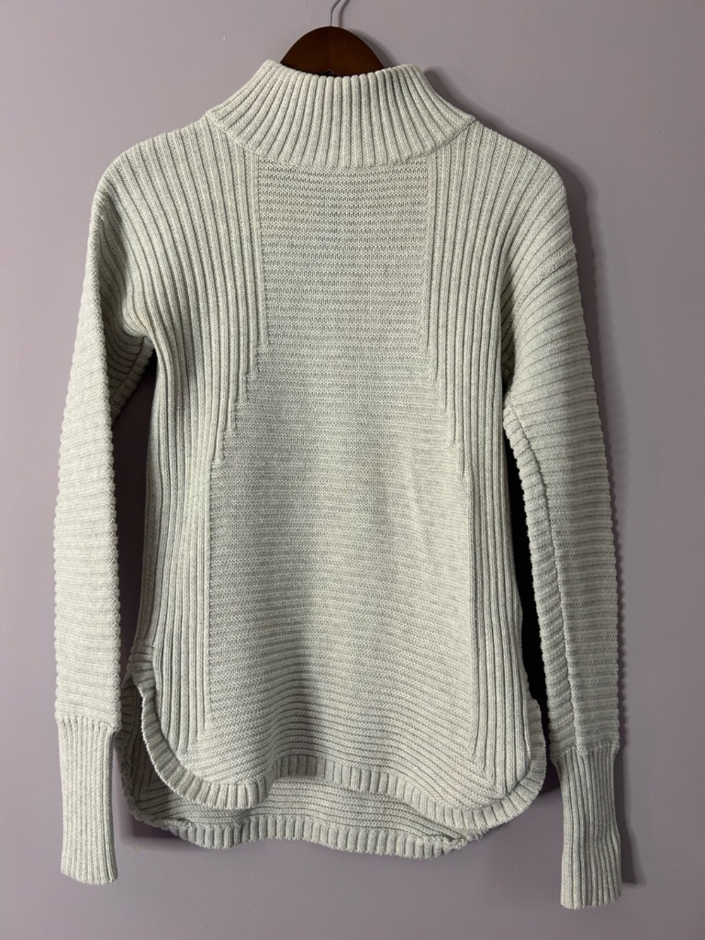 Akini Mixed Ribbed Mock Neck Light Gray Tunic Sweater Size Small